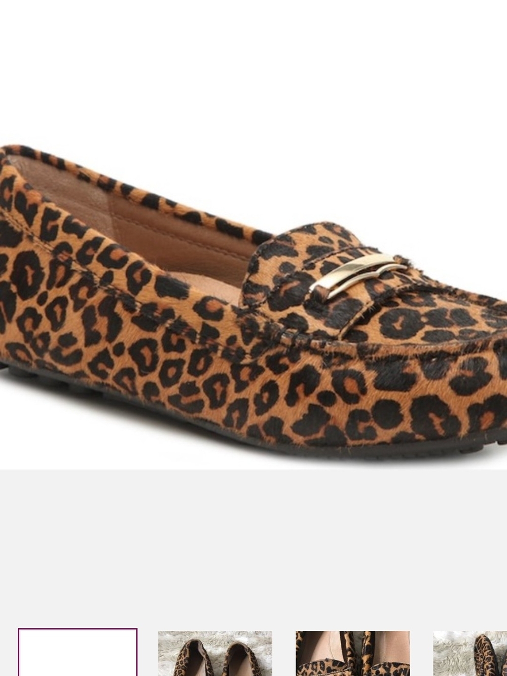 Vionic Leopard Print Loafers with Gold Accent
